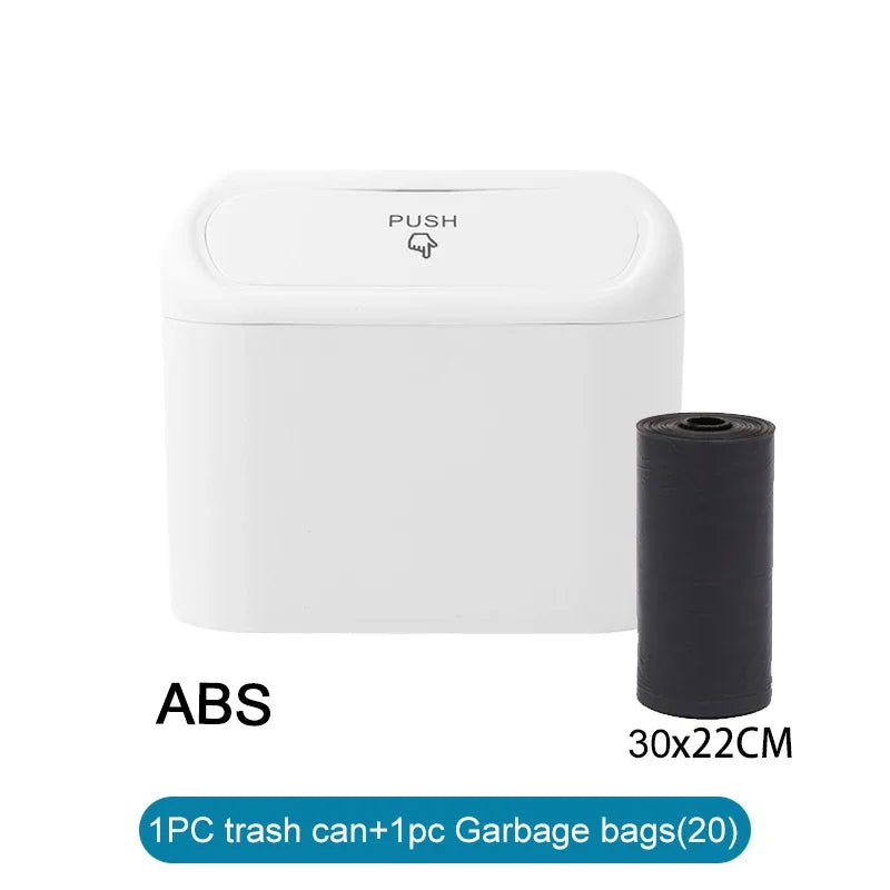 Compact Leak-Proof Car Trash Can with Lid | 60 Garbage Bags Included