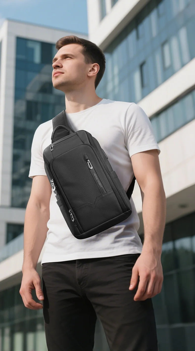 Men's Waterproof Anti-Theft Shoulder Sling Bag | Multi-Pocket Crossbody