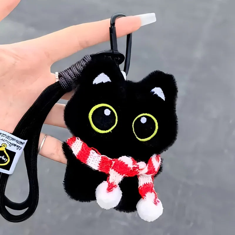 Cute Black Kitty Plush Keychains | Adorable Soft Kawaii Cat Dolls
