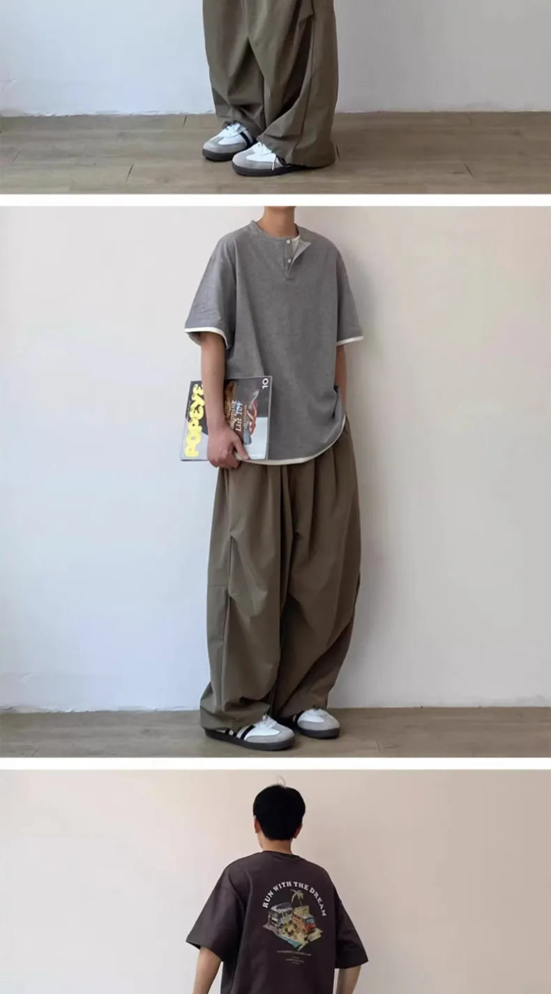 Summer Vintage Baggy Wide-Leg Pants for Men and Women