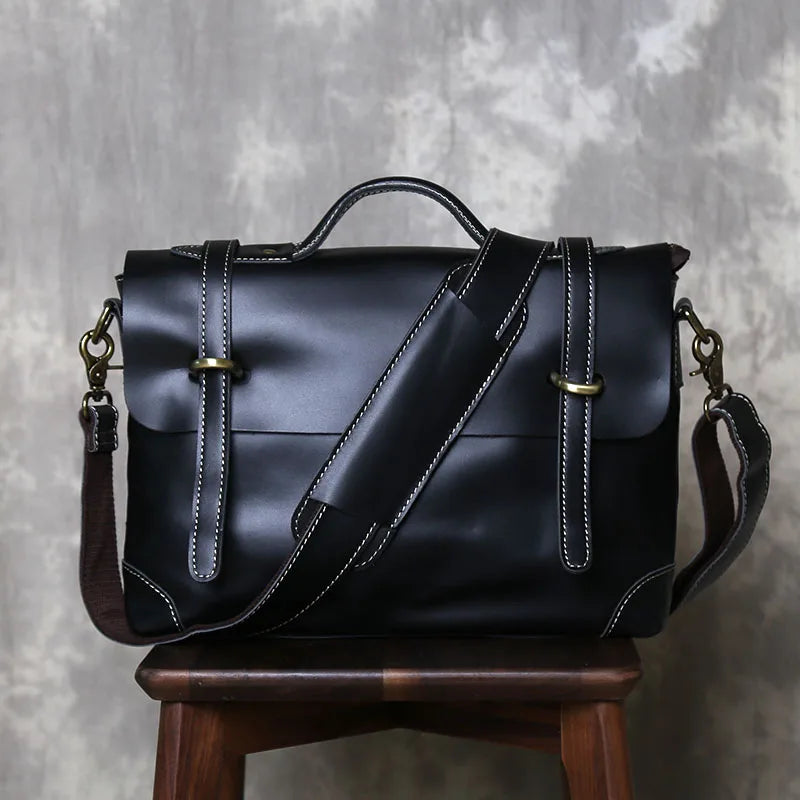 Retro Leather Commuter Handbag | Stylish & Versatile Bag for Men