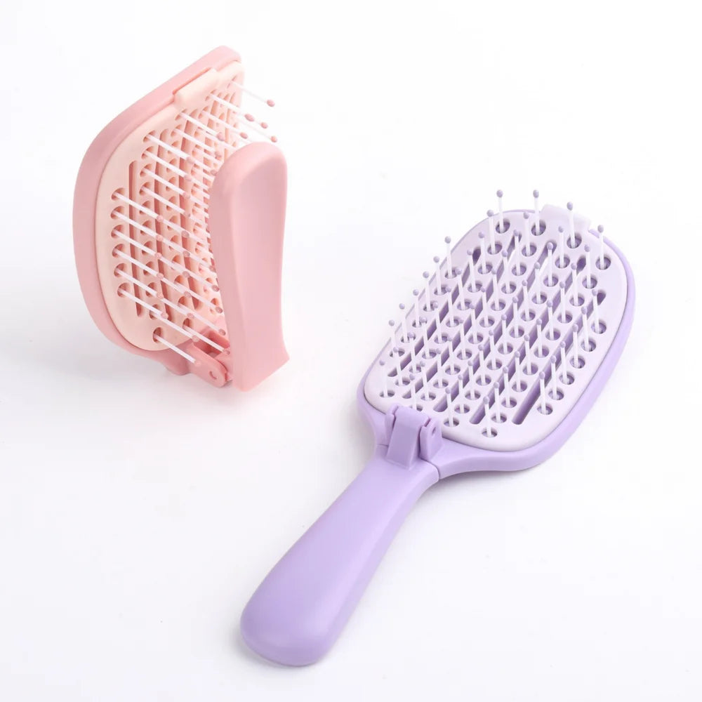 Self-Cleaning Foldable Hair Brush | Anti-Static Massage Comb