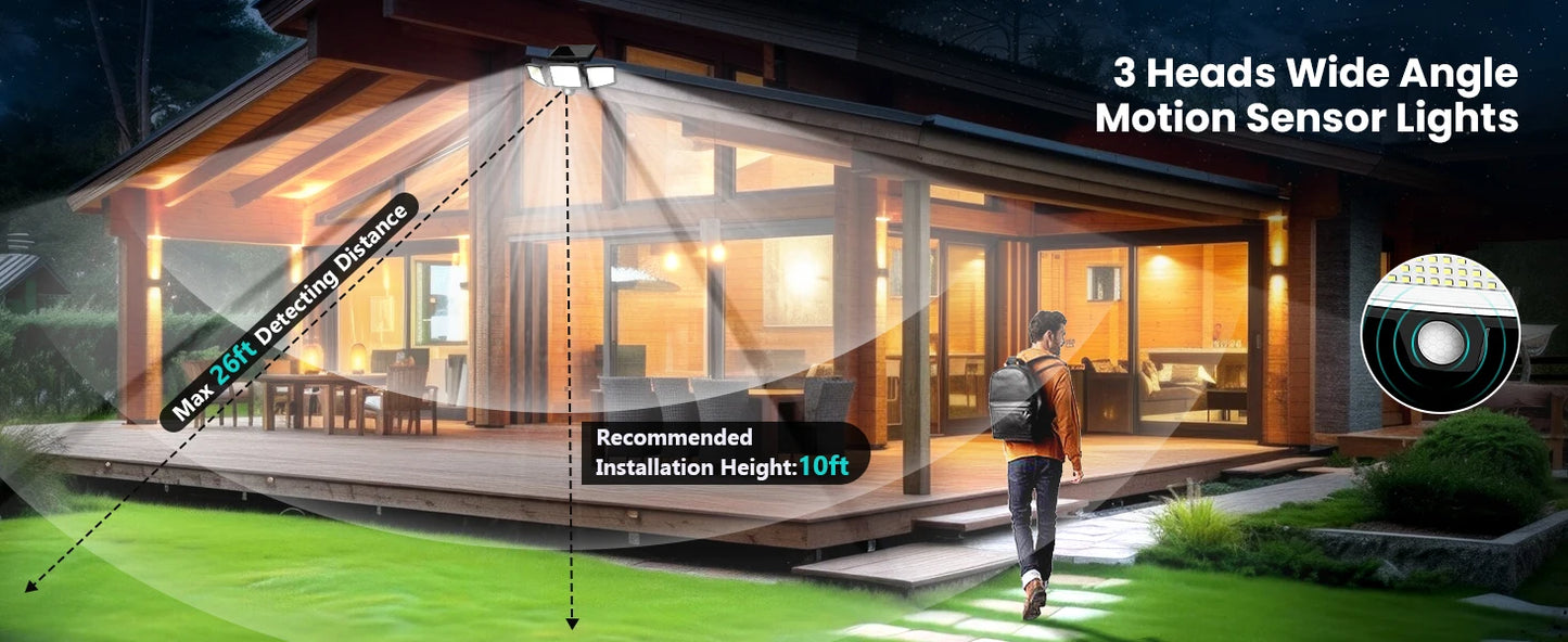 3-Head Solar Outdoor Light with Motion Sensor & Remote Control