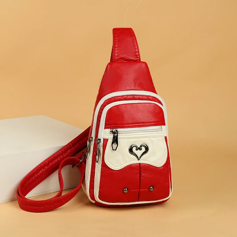 Fashionable PU Leather Women's Chest Bag for Outdoor Adventures