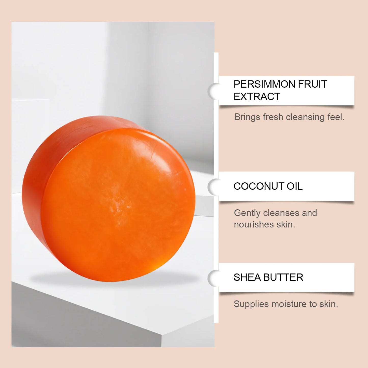 Persimmon Extract Moisturizing Cleansing Soap | Gentle Daily Body Cleanser