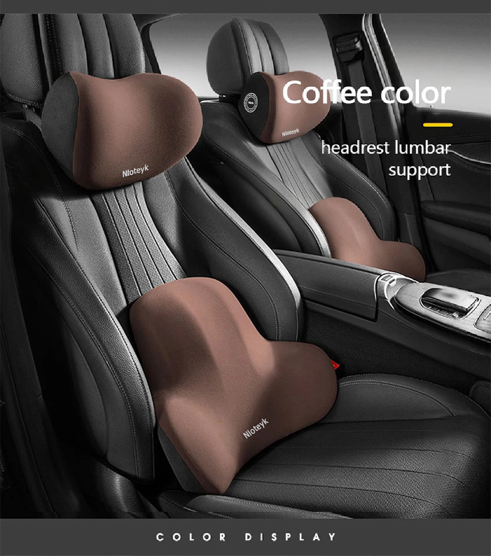 Memory Foam Car Neck Pillow | Breathable Lumbar Support Cushion