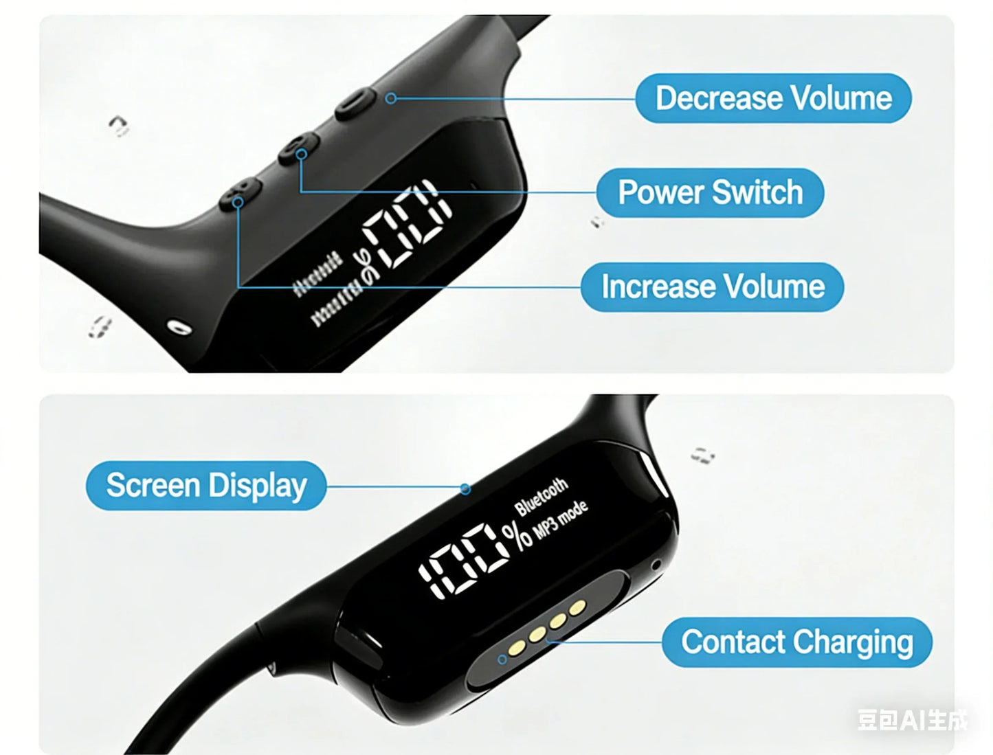 IPX8 Waterproof Bone Conduction Headphones | Open-Ear Bluetooth