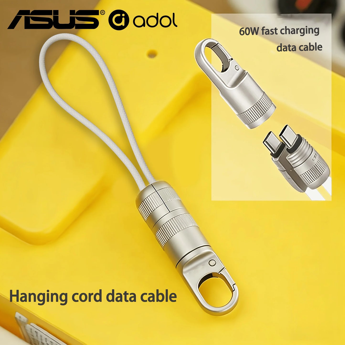 60W Mobile Fast Charging Cable | Type-C Keychain Anti-Loss Design