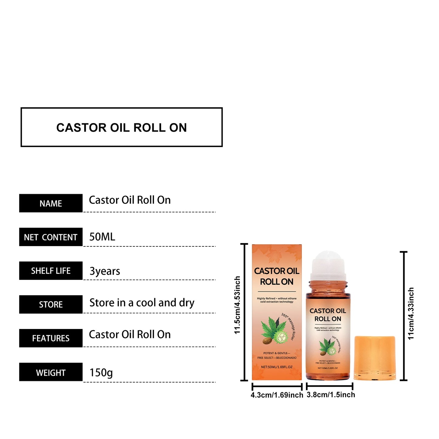 Castor Oil Care Roller Ball | Nourishing Hydration for Dry Skin