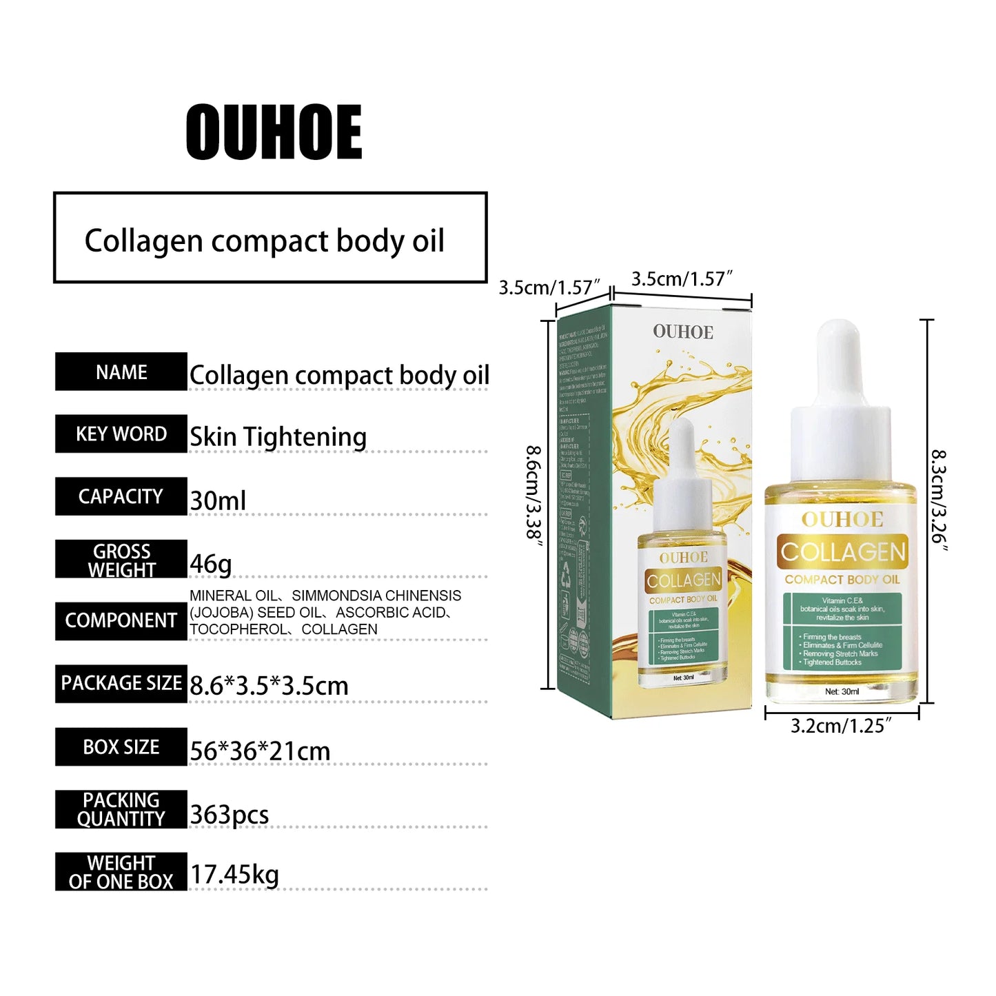Collagen Body Oil for Skin Tightening & Firming Treatment