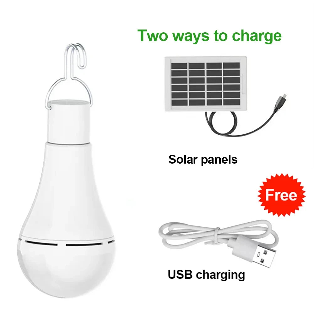 Portable LED Solar Bulb Light | Waterproof & USB Charged