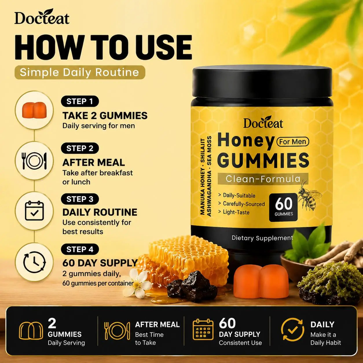 Daily Stress Relief Gummies for Men | Shilajit & Ashwagandha