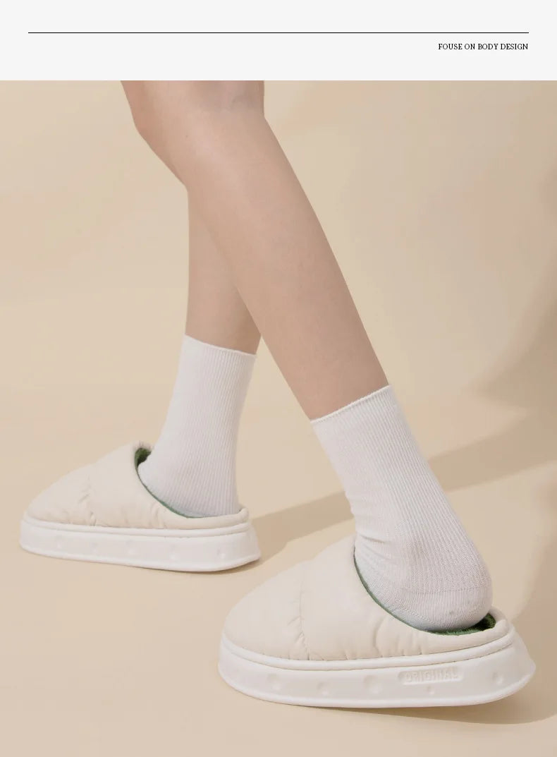 Women's Waterproof Plush Slippers | Cozy Flannel Winter House Shoes