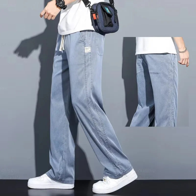 Men's Soft Lyocell Casual Jeans | Thin Loose Straight Pants
