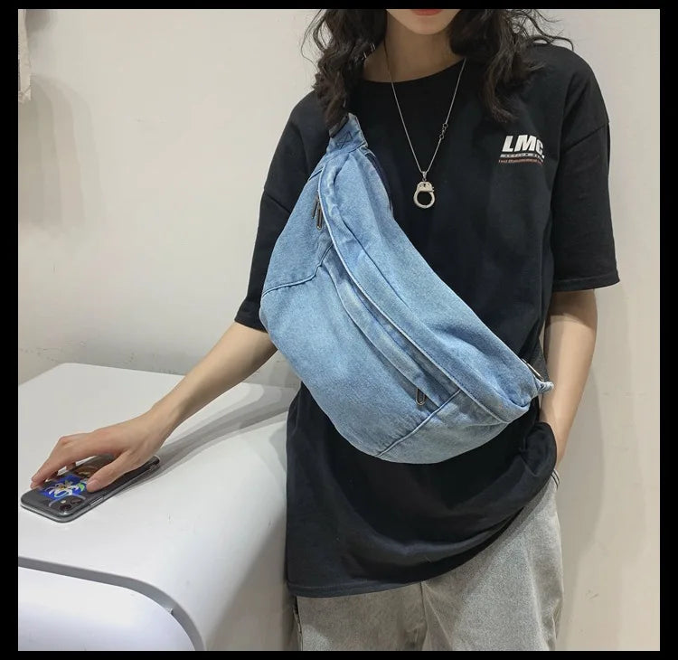 High Quality Denim Waist Bag | Stylish Crossbody Fanny Pack