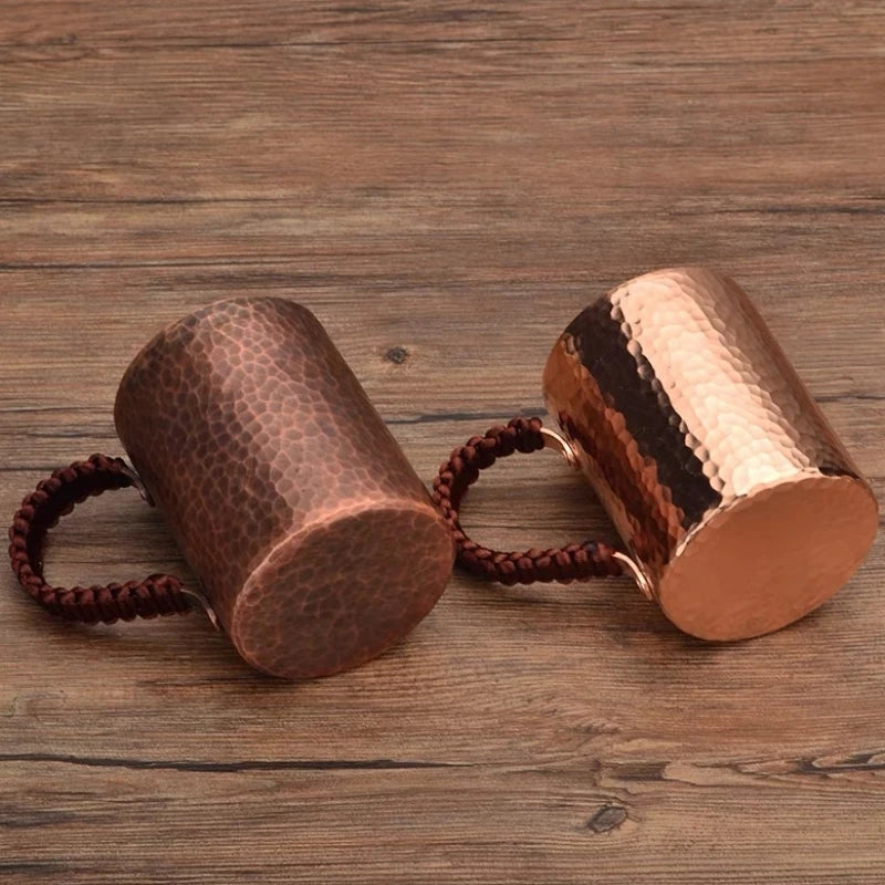 Handcrafted Coffee Mug,Pure Copper Beer Cup,Weave Handle Thickened Water Breakfast Cup,for Home Drinkware Tableware ,200ml,1pcs