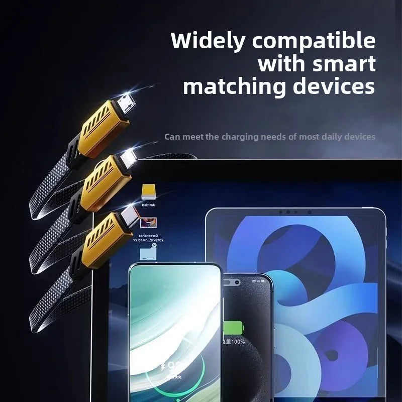 3-in-2 Fast Charging Cord - Multi USB Charger Cable 1.2m