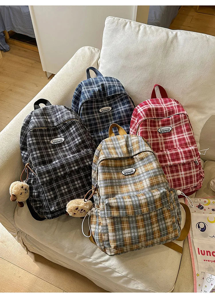 Large Capacity Plaid Backpack | Versatile Travel & School Bag