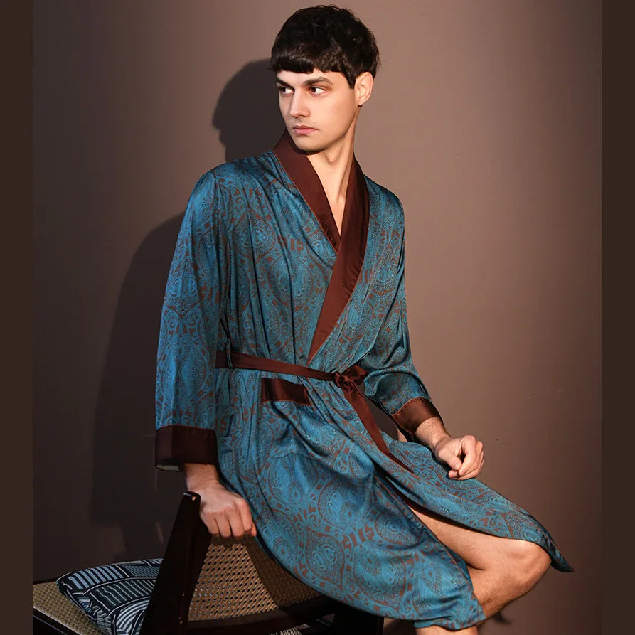 Comfortable Male Rayon Sleepwear Kimono Bathrobe | Loungewear