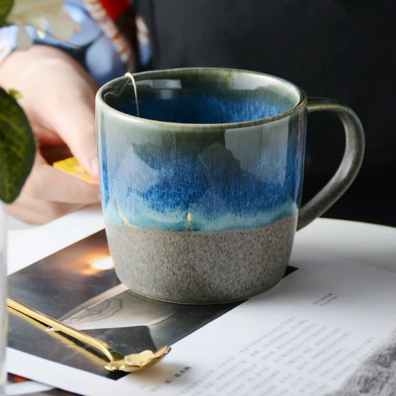 350ml Gradual Change Ceramic Coffee Mug | Retro Starry Drinkware