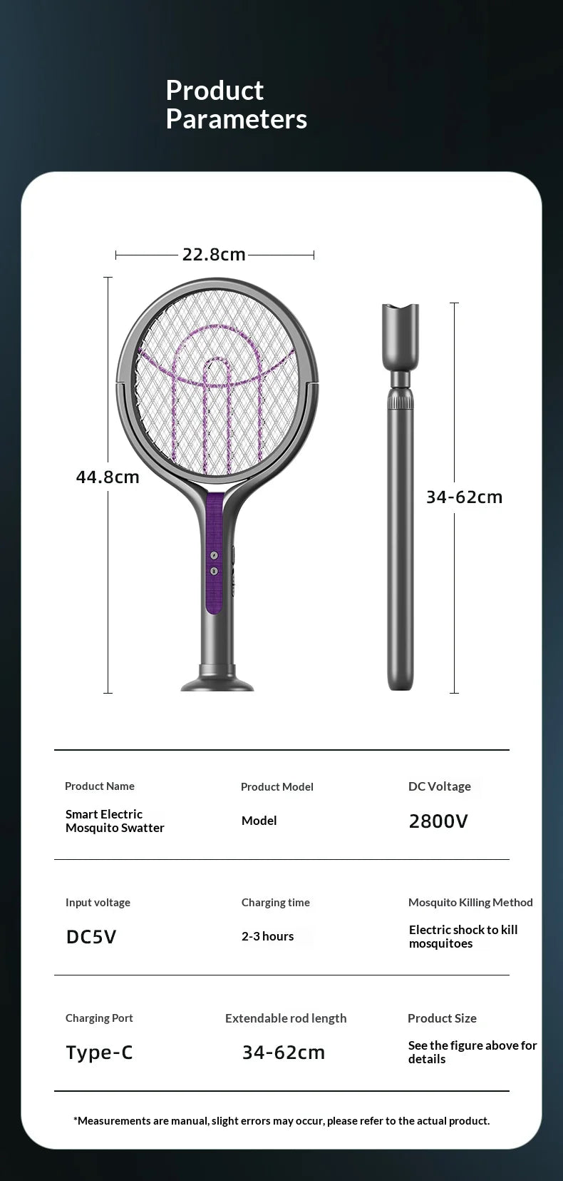 Rotating Head Bug Zapper Racket | Rechargeable Electric Fly Swatter