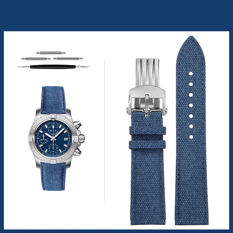 Versatile Yellow Nylon Leather Watch Strap | 22mm Men's Band