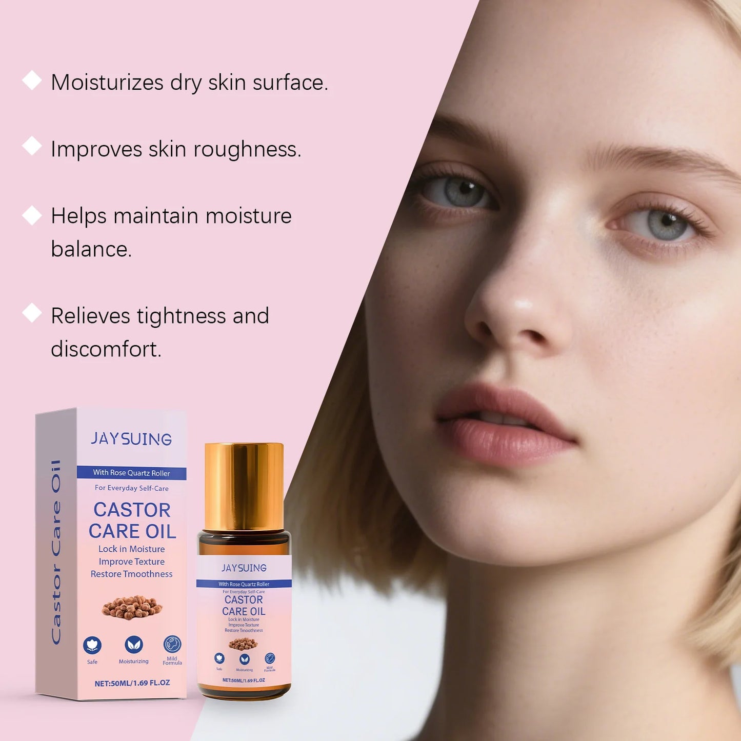 Portable Castor Oil Roll On Moisturizer for Dry Skin Relief