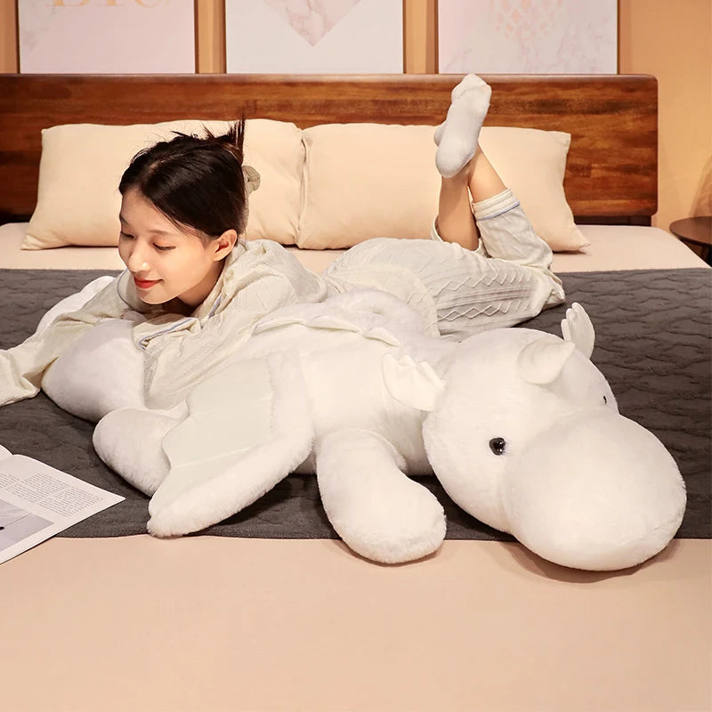 Giant White Dragon Plush Toy | Unique Unicorn Horn & Wings