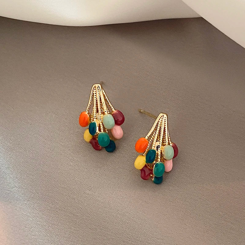 Romantic Retro Enamel Gold Hoop Earrings for Women | Fashion Jewelry