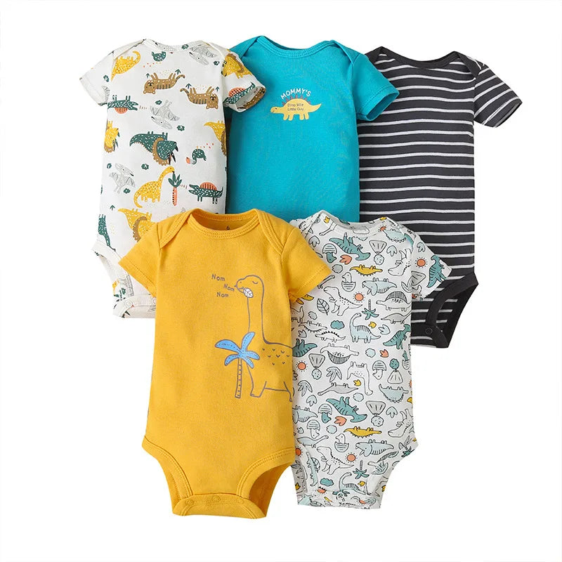 Pelele de algodón suave para bebés recién nacidos | Conjunto de 5 piezas de ropa para bebé con dibujos animados