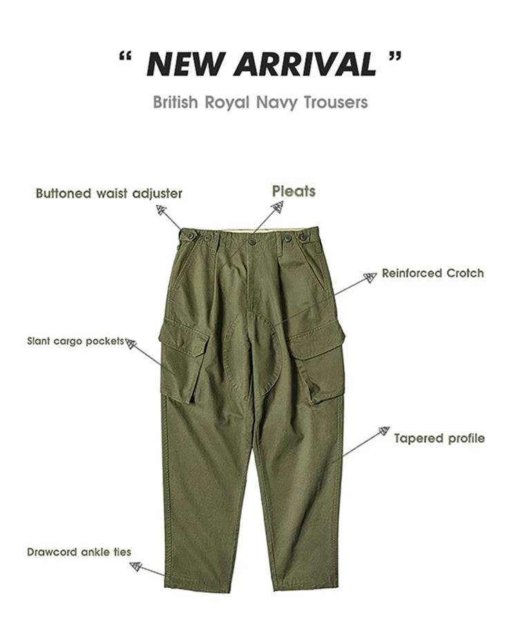 Men's Vintage Cargo Pants | All-Season Cotton Tapered Trousers 2026