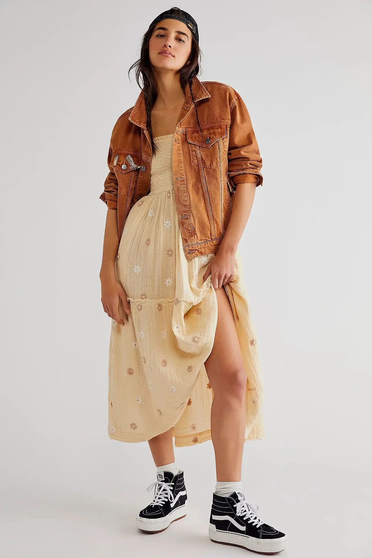 Boho Floral Embroidery Maxi Dress for Women | Casual Fashion