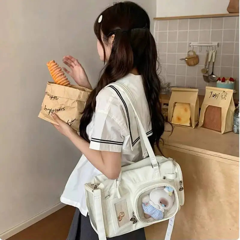 Cute Transparent Bow Shoulder Bag | Large Capacity Crossbody Handbag