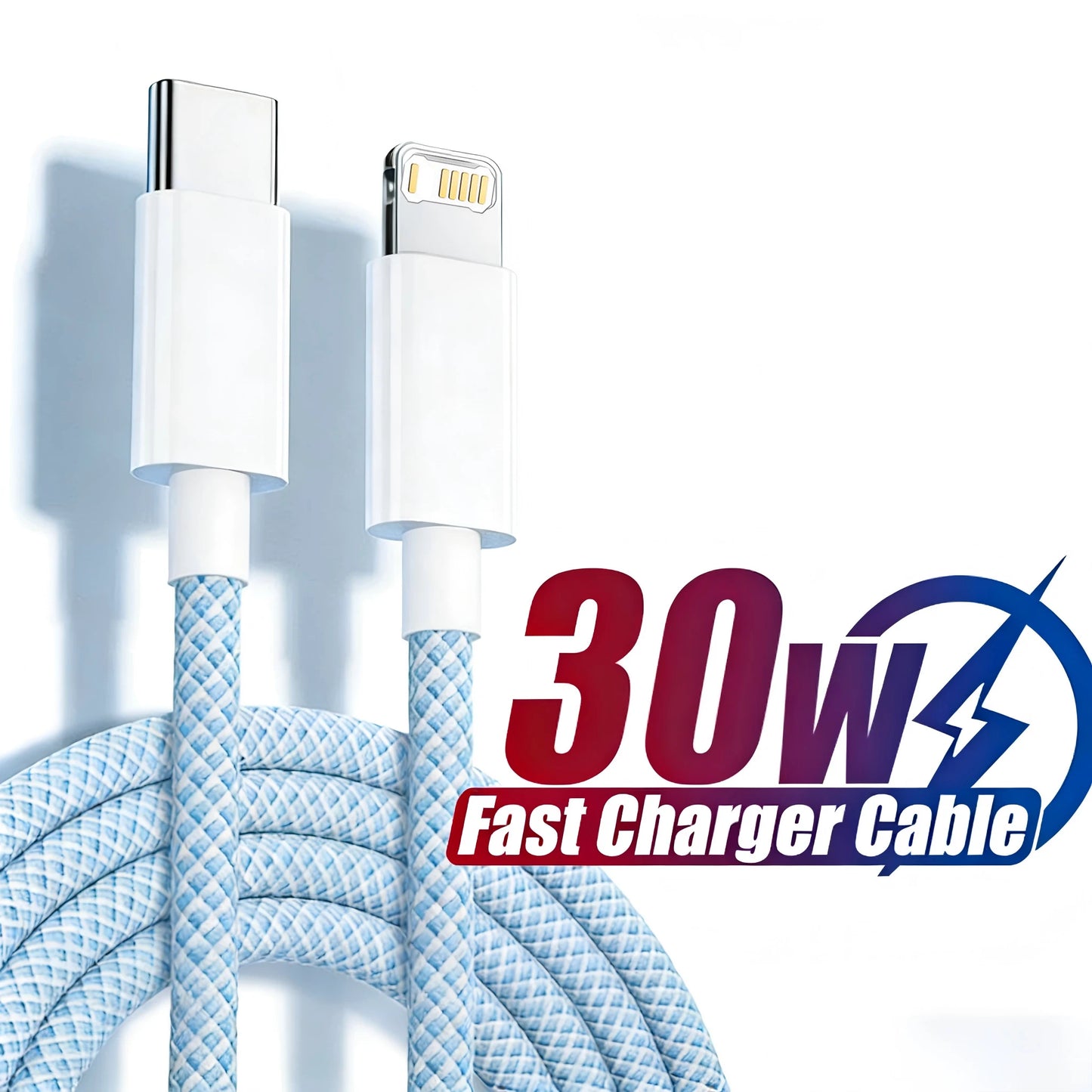 30W Fast Charge USB-C Data Cable for iPhone | Braided & Durable