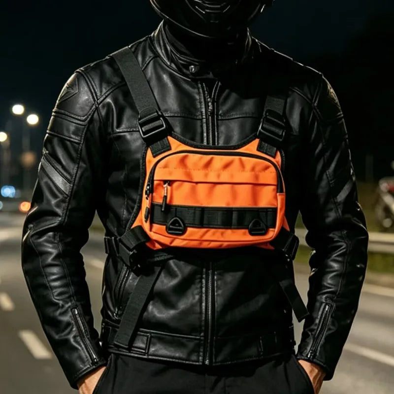 OutdoorStreetwear Men Chest Bag Trend Unisex Tactical Vest Backpack Multi-function Vest Pocket Sport Running Travel Chest Pack