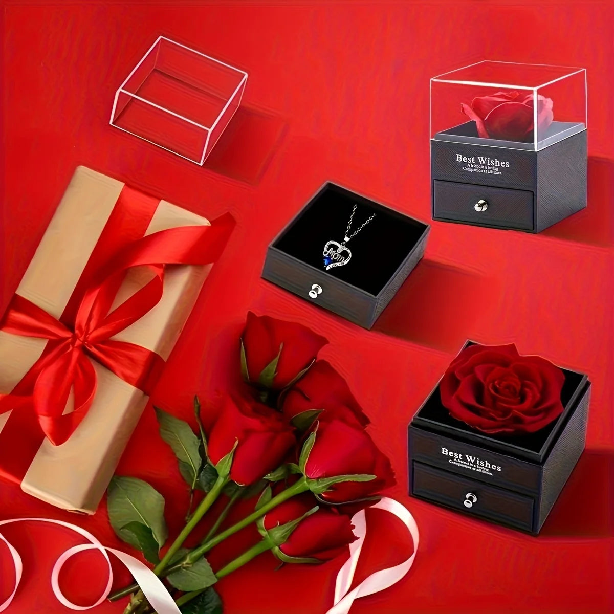 Rose Soap Gift Box with MOM Necklace | Perfect Gift for Mom