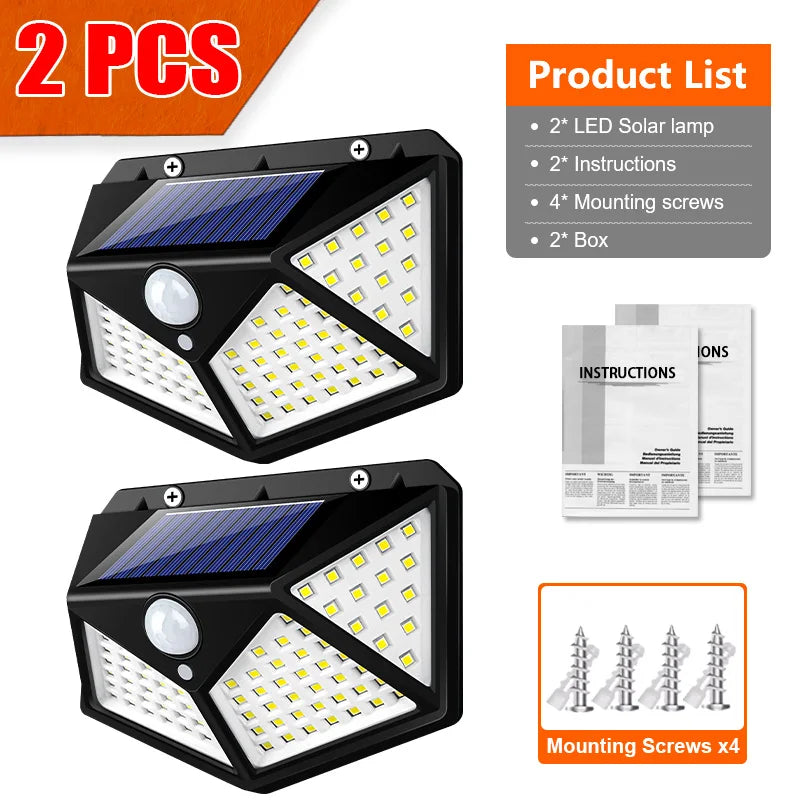 Luces solares ajustables de 3 cabezales | Lámparas de pared para exteriores con sensor de movimiento