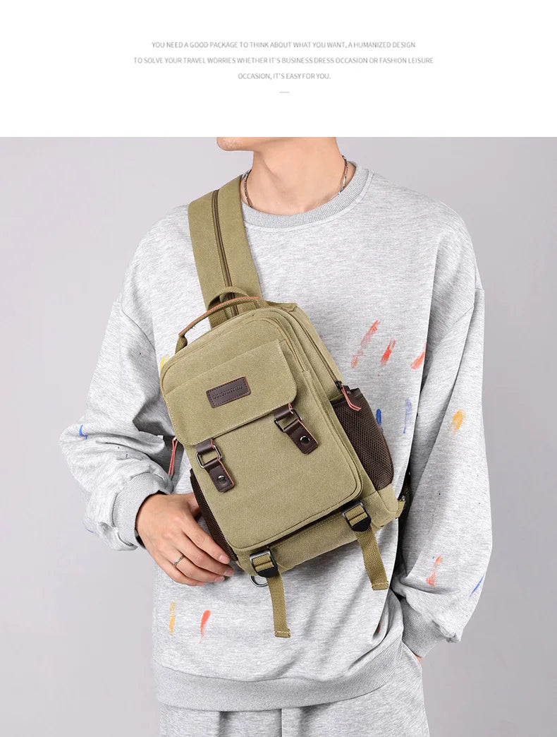 Multifunctional Canvas Chest Bag | Sleek Travel Companion
