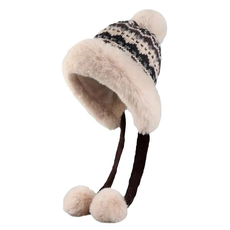 Women's Warm Knitted Fluffy Trapper Hat | Cozy Earflap Beanie