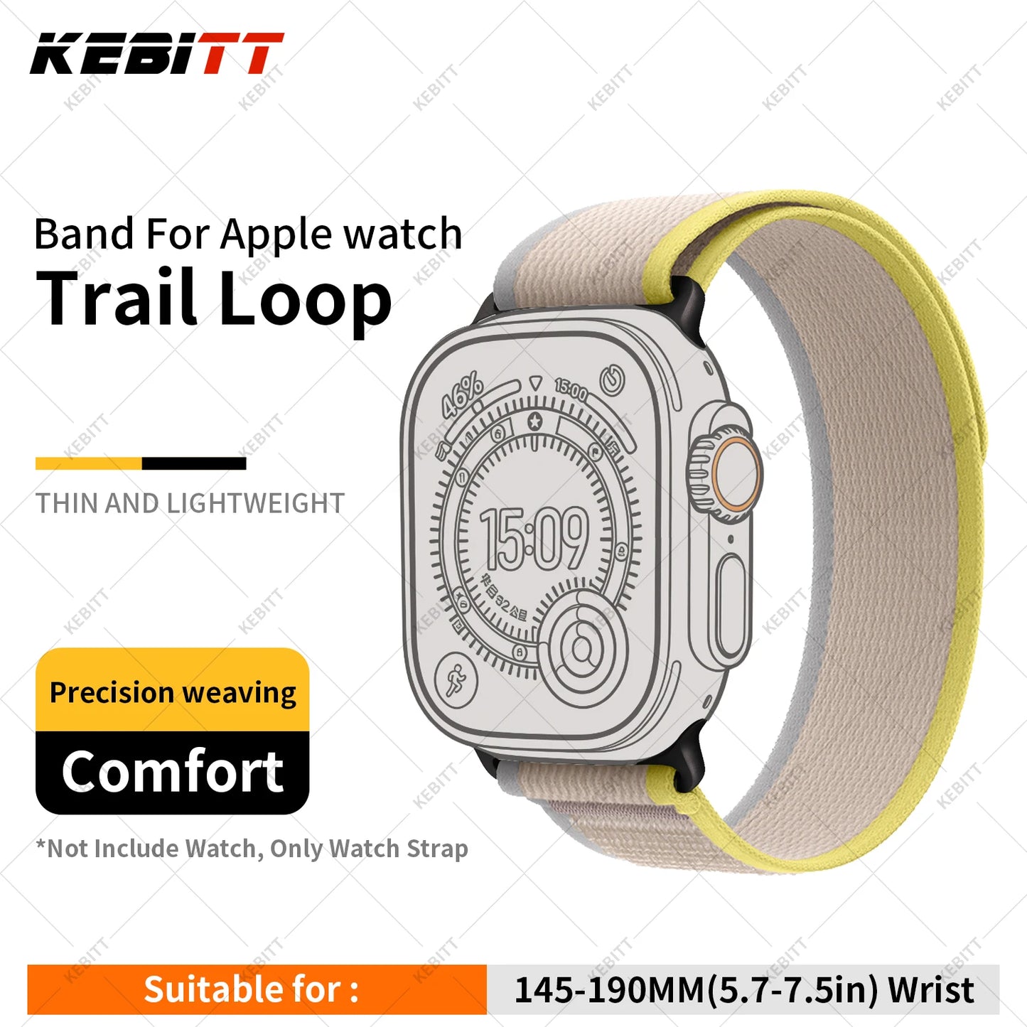 High-Quality Nylon Strap for Smartwatches | Natural Titanium Finish