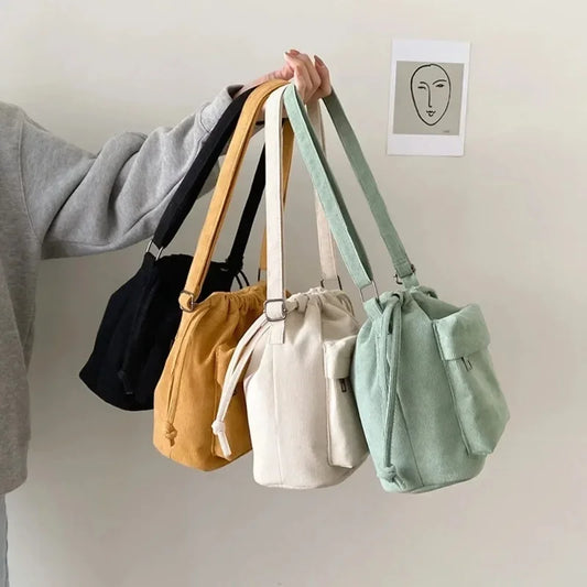 Casual Women's Drawstring Bucket Shoulder Bag | Stylish & Versatile