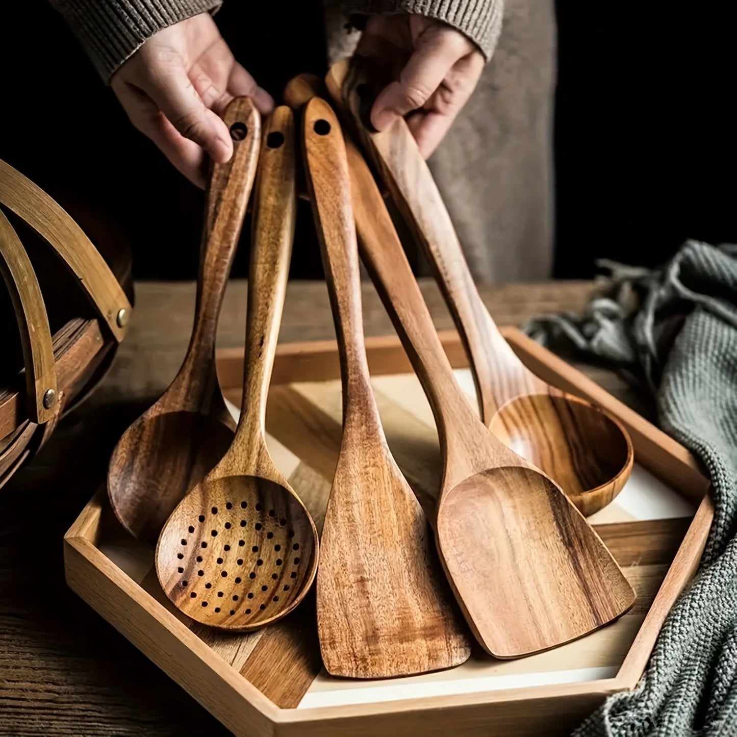 5pcs Wooden Kitchen Utensils Set | Eco-Friendly Cooking Tools