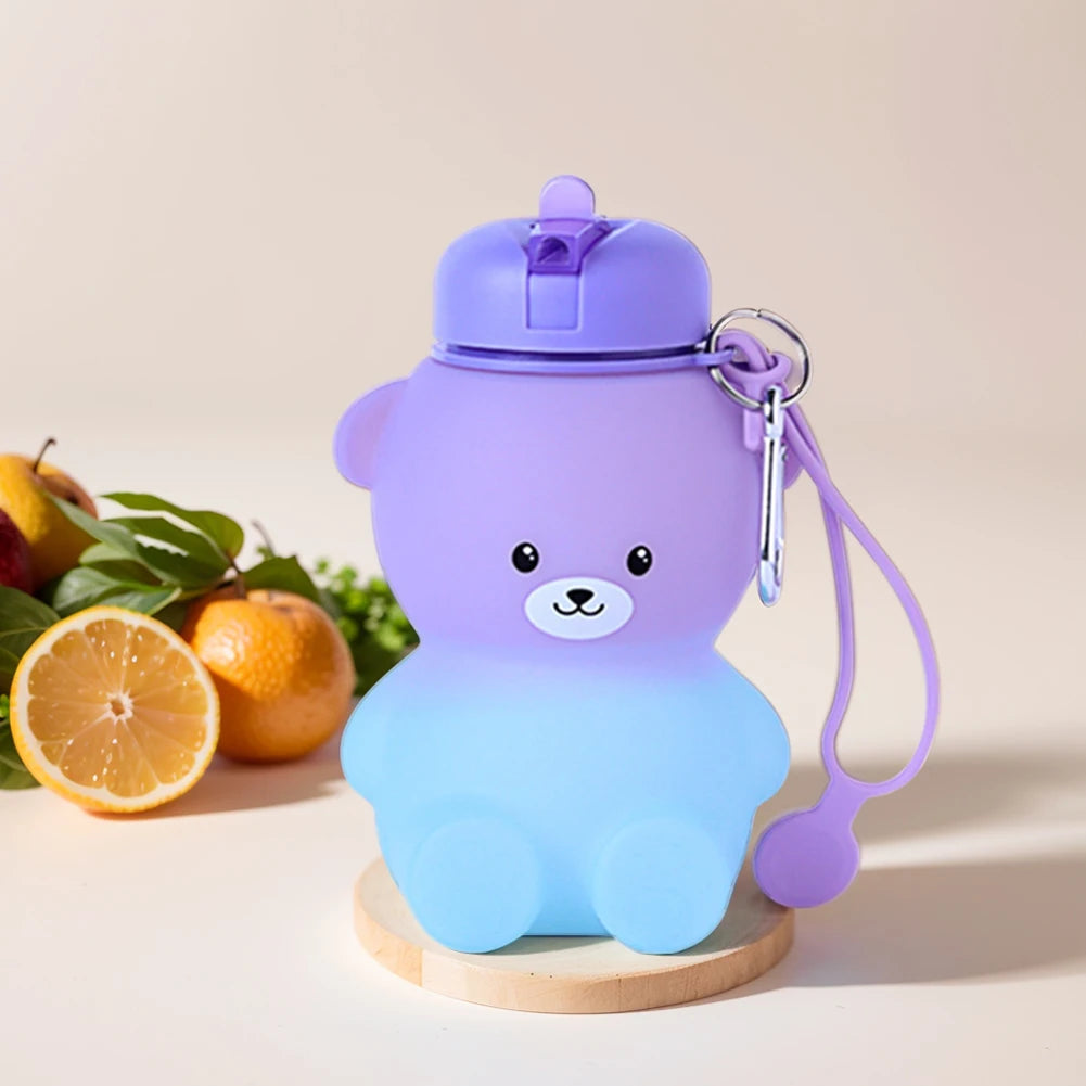 600ml Collapsible Water Bottle | Cute Bear Water Bottle for Sports