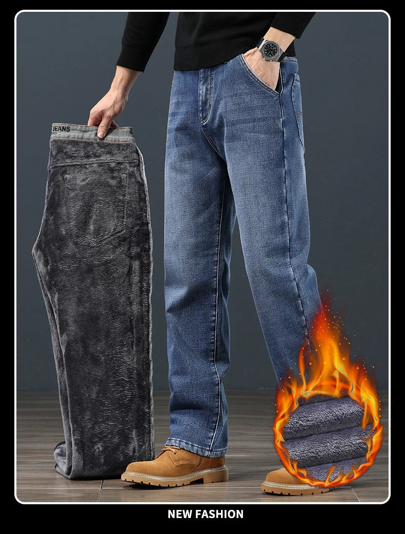 Winter Fleece Men's Jeans | Stylish Warm Denim for Cold Weather