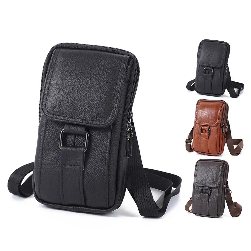 Portable Men Messenger Bags | Stylish Cowhide Leather Waist Pack