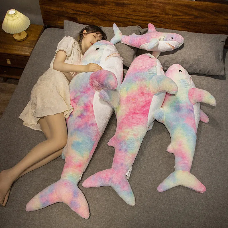 Giant Cute Colorful Shark Plush Toy | Soft Animal Pillow Cushion