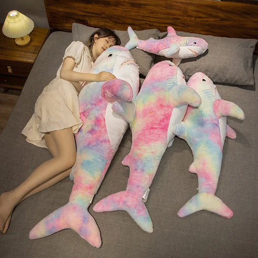 Giant Cute Colorful Shark Plush Toy | Soft Animal Pillow Cushion