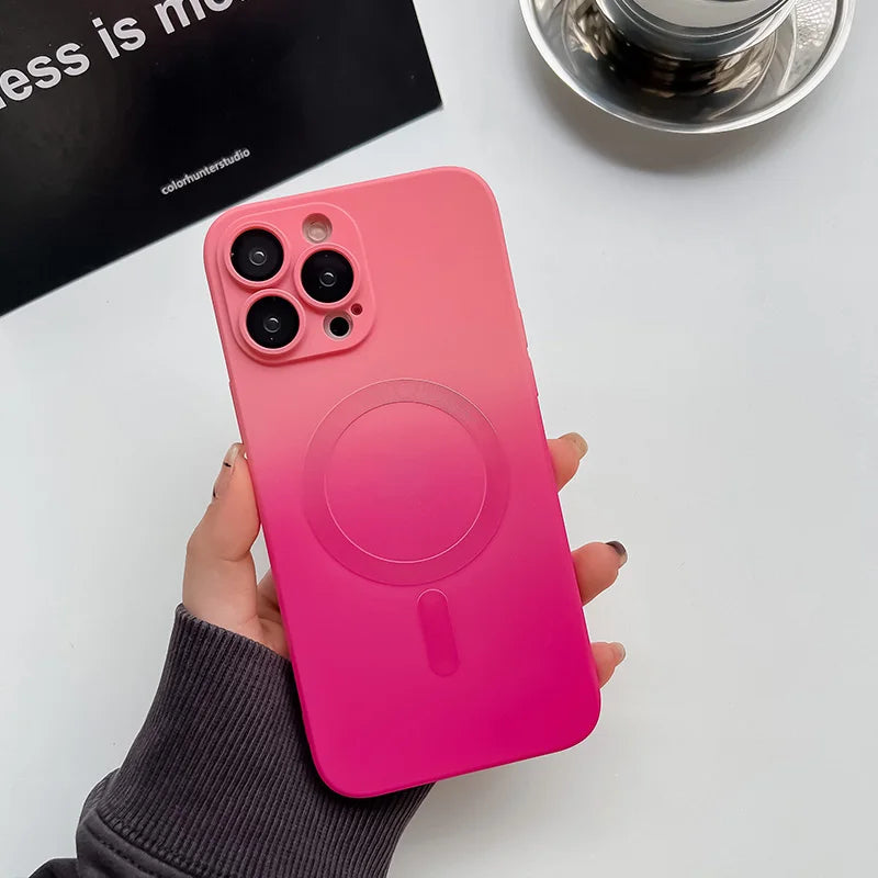 Comes With Lens Film Gradient Color Phone Case For IPhone 17 16 15 14 13 12 Pro Max 11 Silicone Shockproof Back Cover