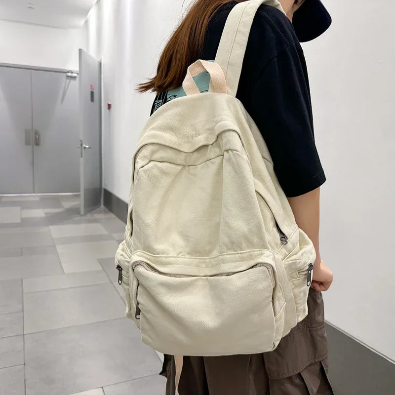 Vintage Washed Canvas Backpack | Stylish School & Travel Bag