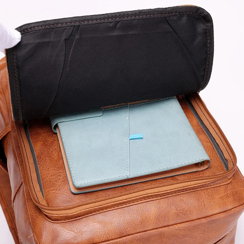 Large Capacity Vintage Men's Backpack | Stylish PU Leather Bag